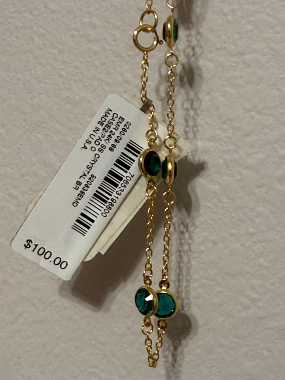 Giani Bernini Gold-Tone Necklace with Emerald Green Stones